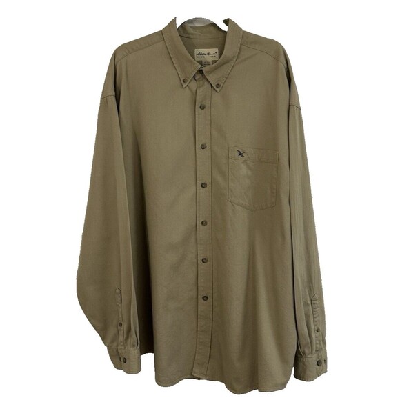 Eddie Bauer Shirt Men's Sz XXL Button Down Goose Logo Casual Cotton Long Sleeve - Picture 1 of 14